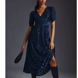 New Anthropologie Hutch Puff-Sleeve Velvet Dress size 0